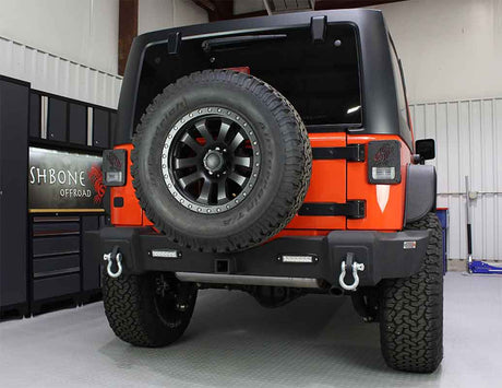 Fishbone Offroad 07-18 Jeep JK Wrangler Rubicon Steel Rear Bumper W/LEDs - Blk Textured Powdercoat - 0