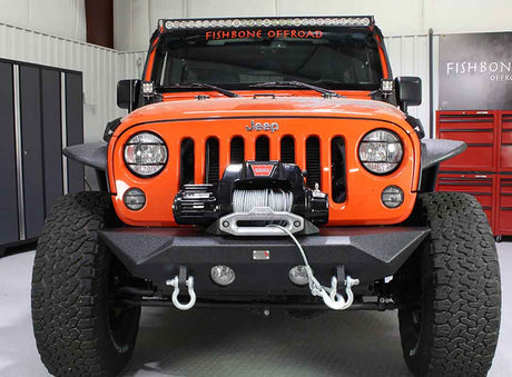 Fishbone Offroad 07-18 Jeep Wrangler JK Rubicon Unlimited Steel Front Bumper - Blk Txtrd Powdercoat - 0