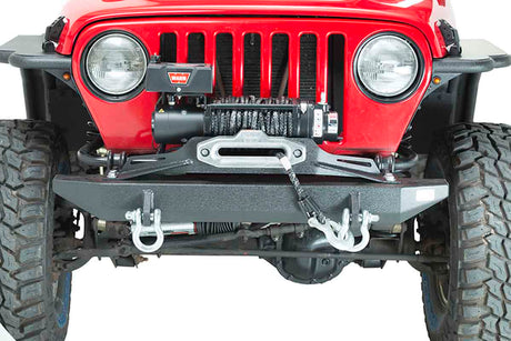 Fishbone Offroad 97-06 Jeep Wrangler TJ Winch Plate Steel - Black Textured Powdercoat Piranha Series - 0