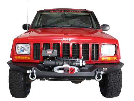 Fishbone Offroad Cherokee XJ Front Winch Bumper W/O Grille Guard Bullhead Steel - Blk Txtrd Pwdrcoat - 0