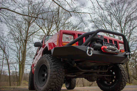 Fishbone Offroad Cherokee XJ Front Winch Bumper W/Grille Guard Bullhead Steel - Blk Txtrd Pwdrcoat - 0