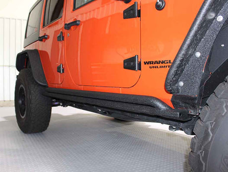 Fishbone Offroad 07-18 Jeep Wrangler JK 4 Door Rubicon Steel Rock Slider - Black Textured Powdercoat - 0