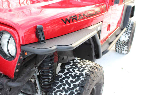 Fishbone Offroad 97-06 Jeep Wrangler TJ Steel Tube Fenders Front 3In Flare - Blk Textured Powdercoat - 0