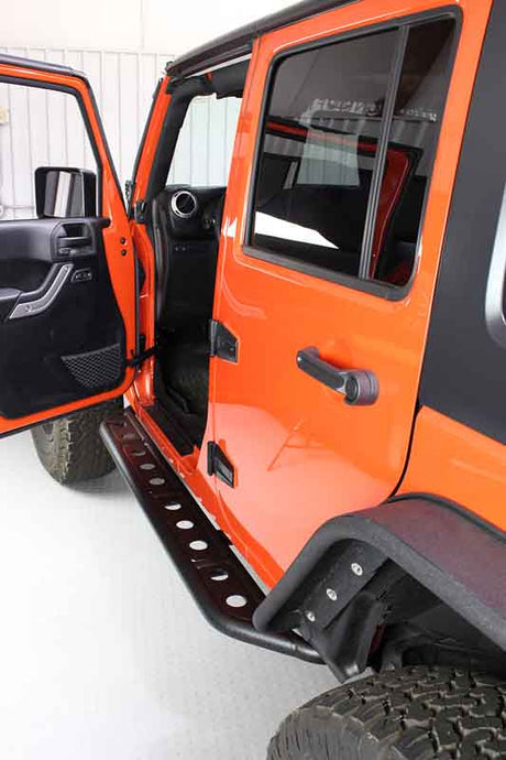 Fishbone Offroad 07-18 Jeep Wrangler JK 4 Door Steel Side Steps - Black Textured Powdercoat - 0