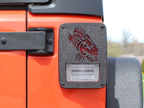 Fishbone Offroad 07-18 Jeep Wrangler JK - Black Textured Powdercoat Tail Light Covers - 0