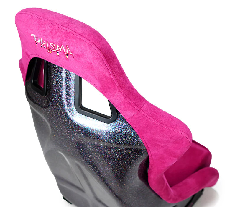 NRG FRP Bucket Seat PRISMA Edition W/ Pearlized Back Fushia Alcantara - Large