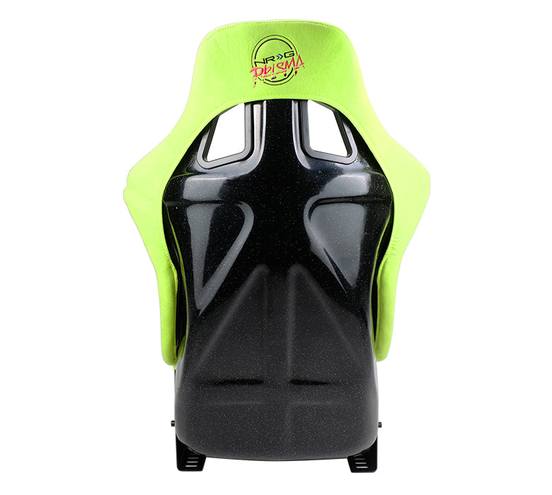 NRG FRP Bucket Seat PRISMA Edition - Large (Neon Green Alcantara/  Pearlized Back)