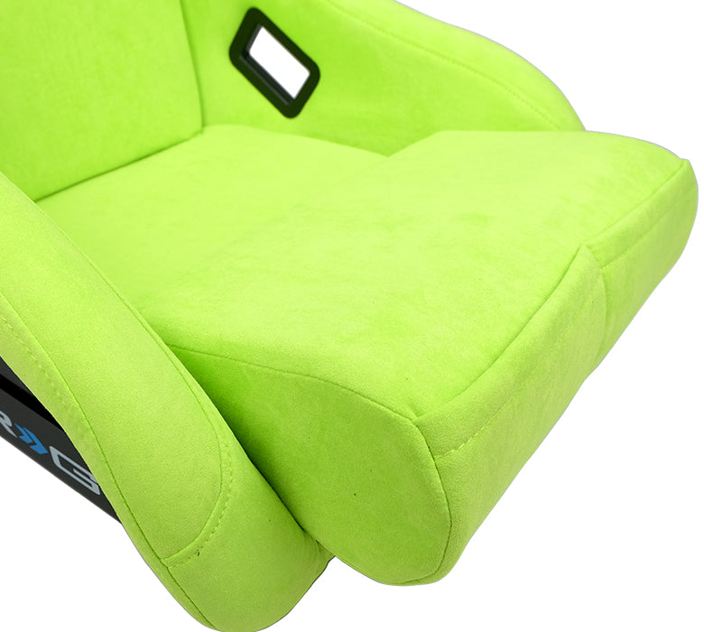 NRG FRP Bucket Seat PRISMA Edition - Large (Neon Green Alcantara/  Pearlized Back)