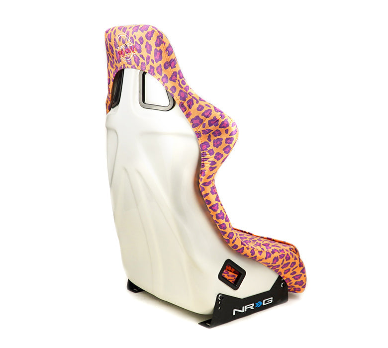 NRG FRP Bucket Seat PRISMA SAVAGE Edition White Pearlized Back Wild Thornberry Leopard Print - Large