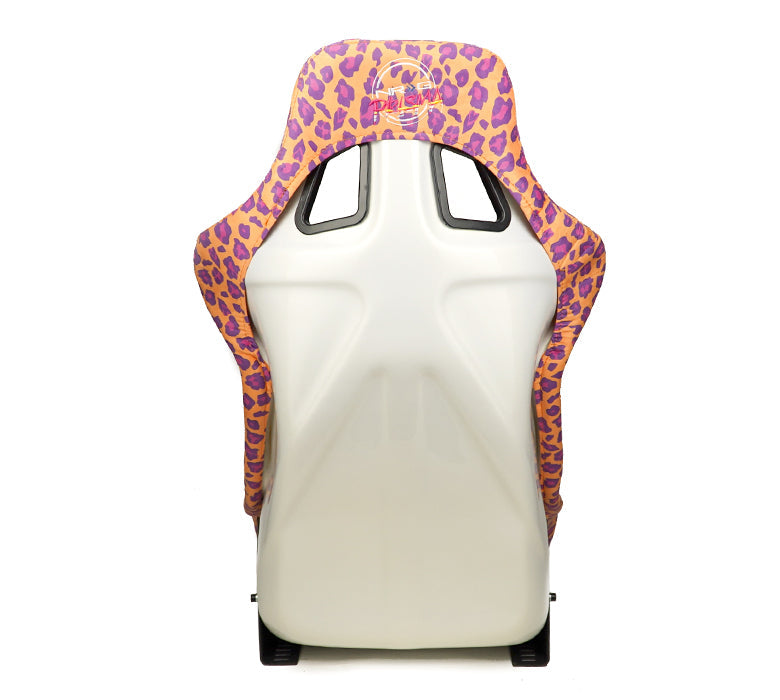 NRG FRP Bucket Seat PRISMA SAVAGE Edition White Pearlized Back Wild Thornberry Leopard Print - Large