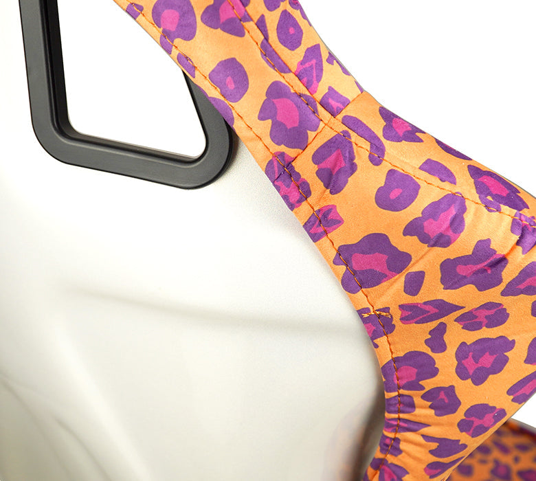 NRG FRP Bucket Seat PRISMA SAVAGE Edition White Pearlized Back Wild Thornberry Leopard Print - Large