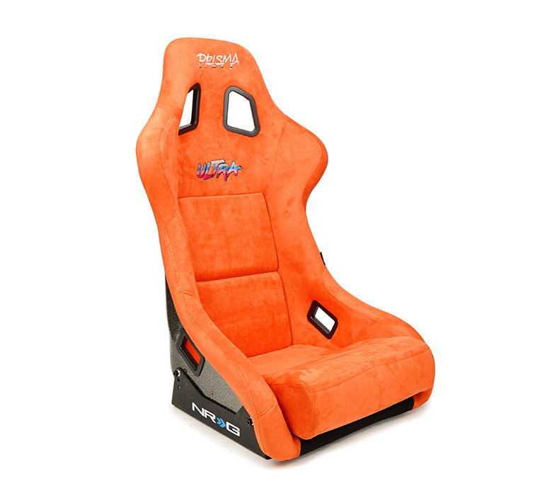 NRG FRP Bucket Seat ULTRA Edition W/ Grey Pearlized Back / Orange Microfiber Material - Large