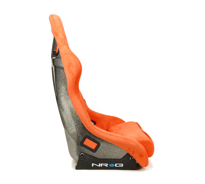 NRG FRP Bucket Seat ULTRA Edition W/ Grey Pearlized Back / Orange Microfiber Material - Large - 0