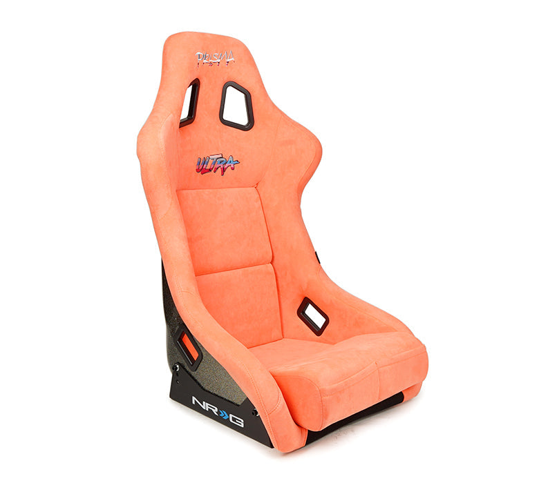 NRG FRP Bucket Seat ULTRA Edition W/ Grey Pearlized Back / Peach Microfiber Material - Large