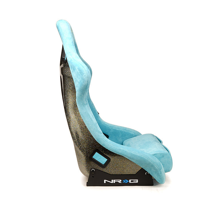 NRG FRP Bucket Seat ULTRA Edition W/ Grey Pearlized Back / Teal Microfiber Material - Large - 0