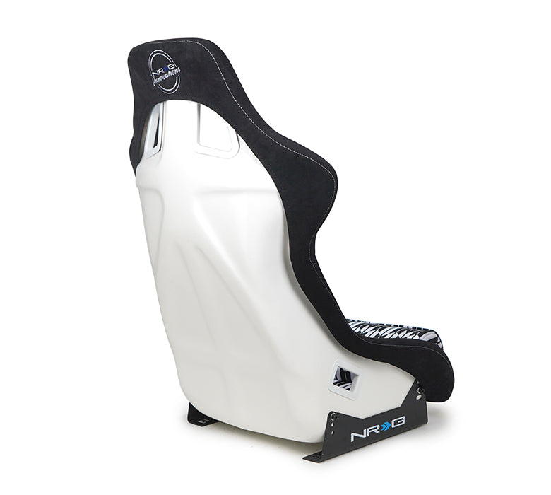 NRG FRP Bucket Seat Vegan Suede w/ Black & White Yaba Print - Large - 0