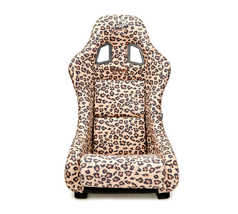 NRG FRP Bucket Seat PRISMA SAVAGE Edition White Pearlized Back Cheetah Leopard Print - Medium - 0