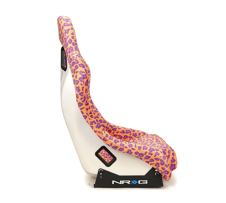 NRG FRP Bucket Seat PRISMA SAVAGE Edition White Pearlized Back Wild Thornberry Leopard Print - Med - 0