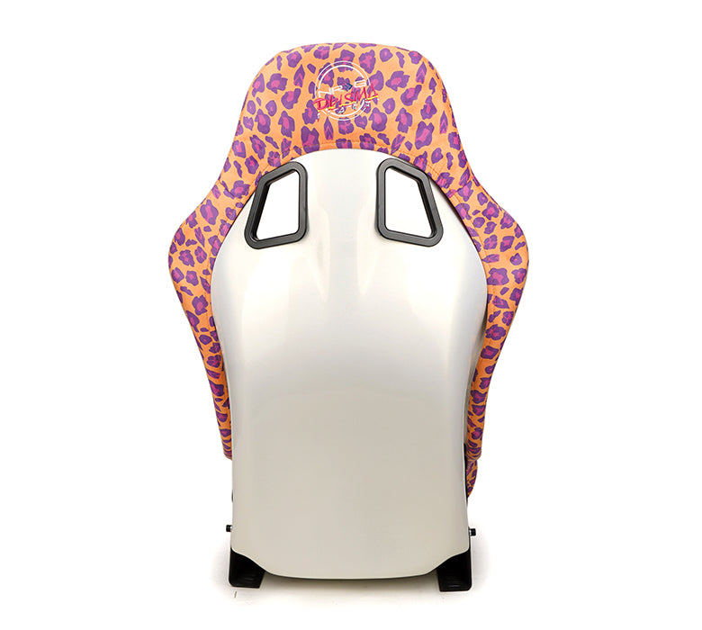 NRG FRP Bucket Seat PRISMA SAVAGE Edition White Pearlized Back Wild Thornberry Leopard Print - Med