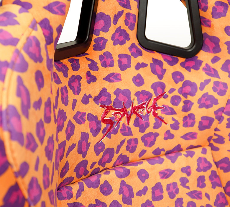 NRG FRP Bucket Seat PRISMA SAVAGE Edition White Pearlized Back Wild Thornberry Leopard Print - Med