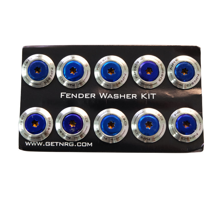 NRG Fender Washer Kit (TI Series) M6 Bolts/SS For Plastic (Silver Washer/TI Burn Screw) - Set of 10 - 0