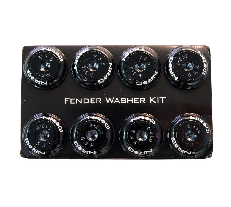 NRG Fender Washer Kit w/Color Matched M8 Bolt Rivets For Plastic (Black) - Set of 8 - 0