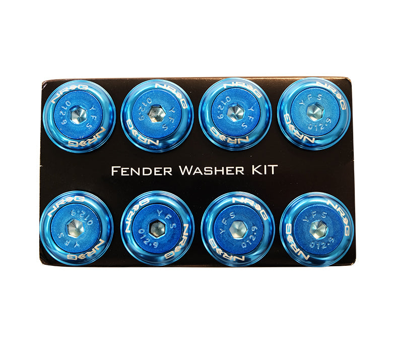 NRG Fender Washer Kit w/Color Matched M8 Bolt Rivets For Plastic (Blue) - Set of 8 - 0