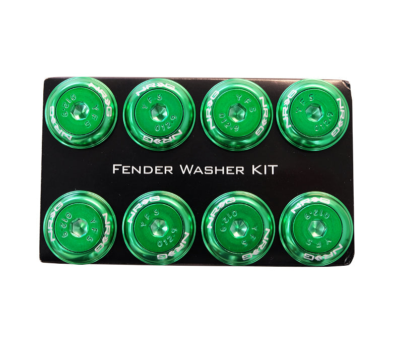 NRG Fender Washer Kit w/Color Matched M8 Bolt Rivets For Plastic (Green) - Set of 8 - 0