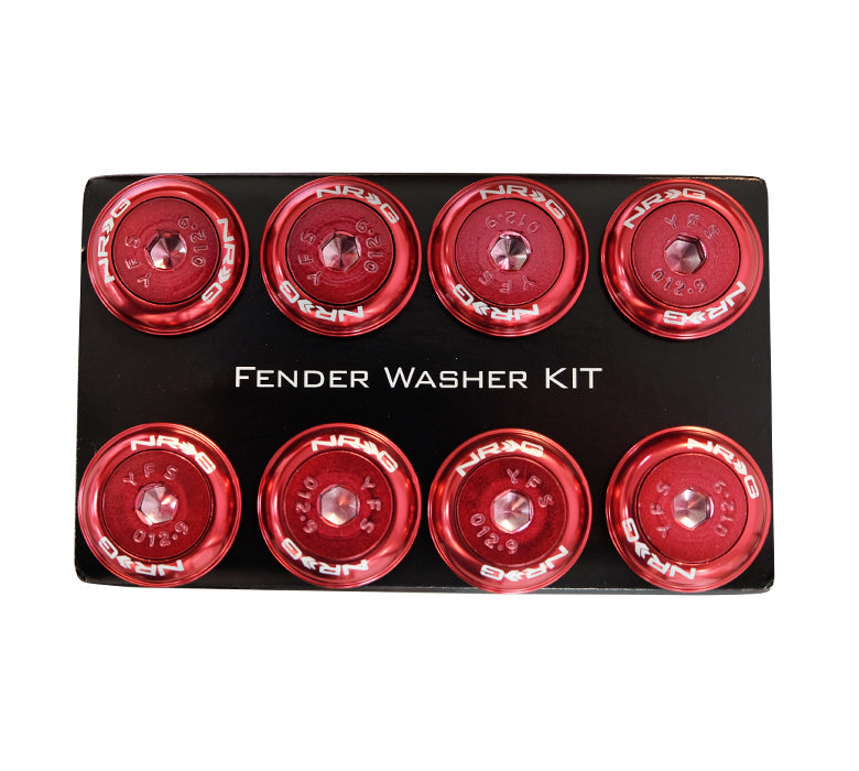 NRG Fender Washer Kit w/Color Matched M8 Bolt Rivets For Plastic (Red) - Set of 8 - 0