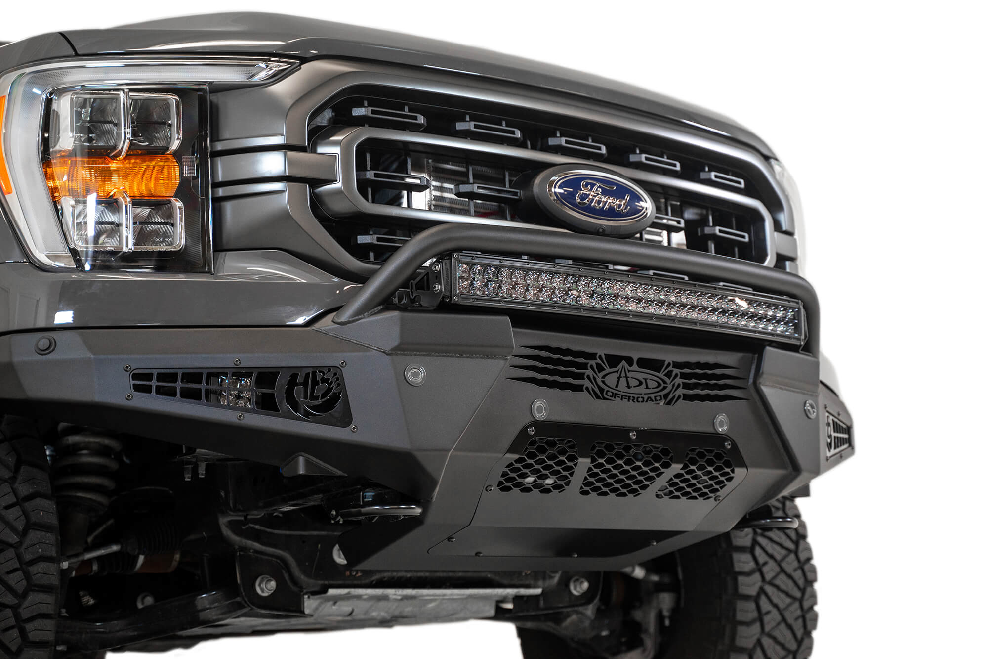 Addictive Desert Designs 2021 Ford F-150 HoneyBadger Front Bumper w/ Top Hoop