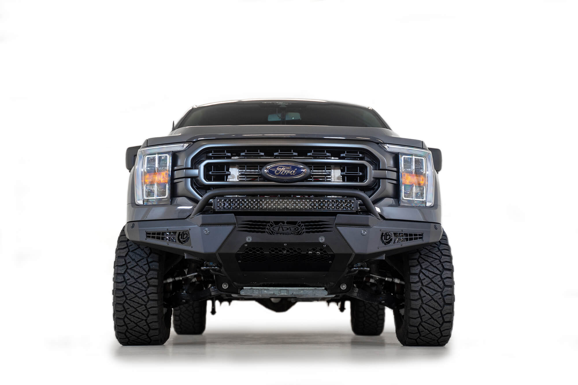 Addictive Desert Designs 2021 Ford F-150 HoneyBadger Front Bumper w/ Top Hoop