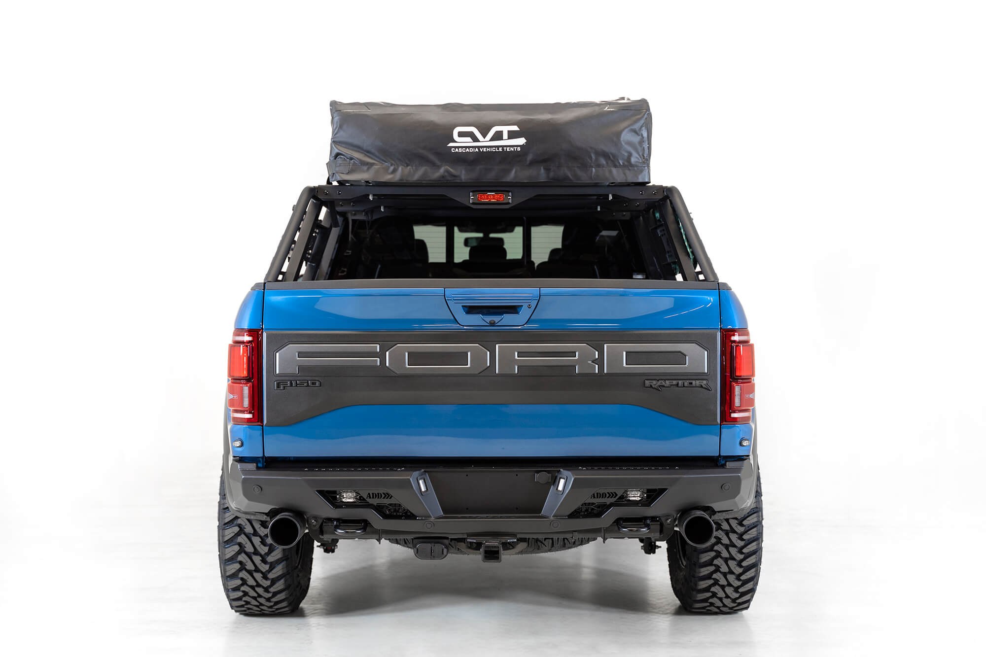 Addictive Desert Designs 2015+ Ford F-150 Overlander Chase Rack w/ 3rd Brake Light - Hammer Black