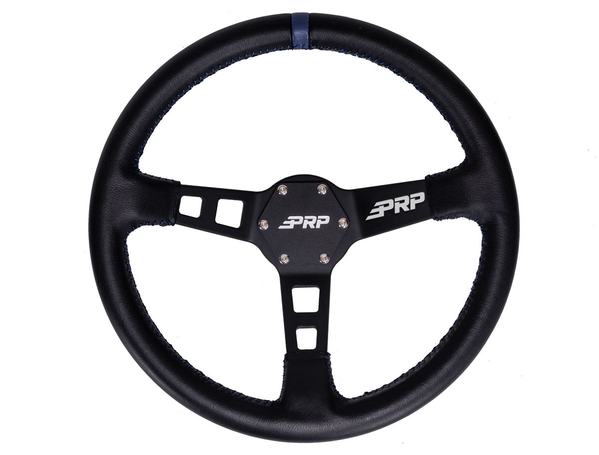 PRP Deep Dish Leather Steering Wheel- Blue