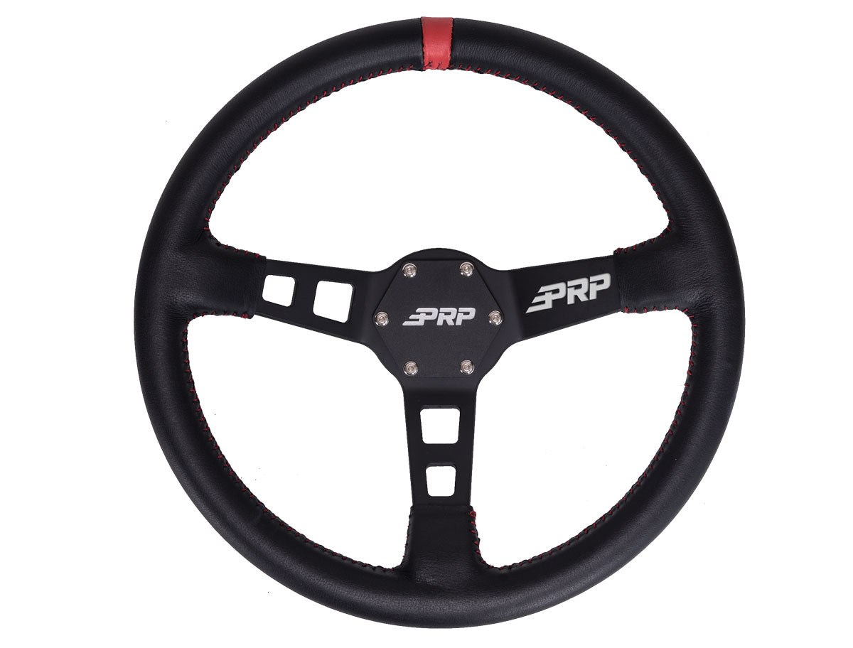 PRP Deep Dish Leather Steering Wheel- Red