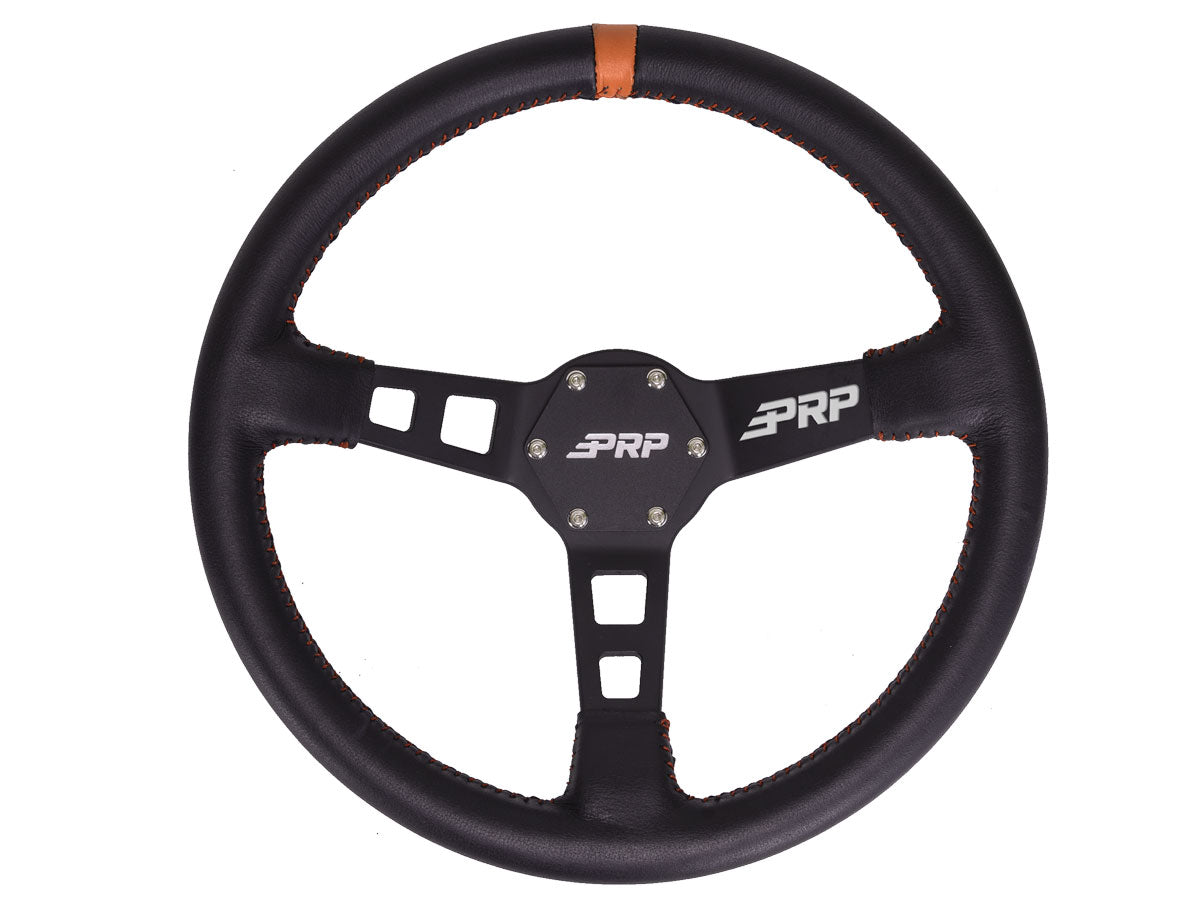 PRP Deep Dish Leather Steering Wheel- Orange