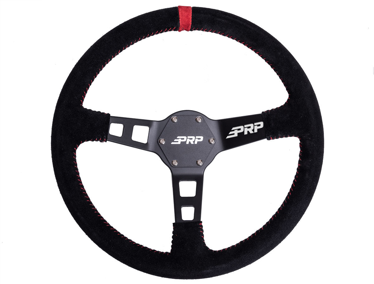 PRP Deep Dish Suede Steering Wheel- Red