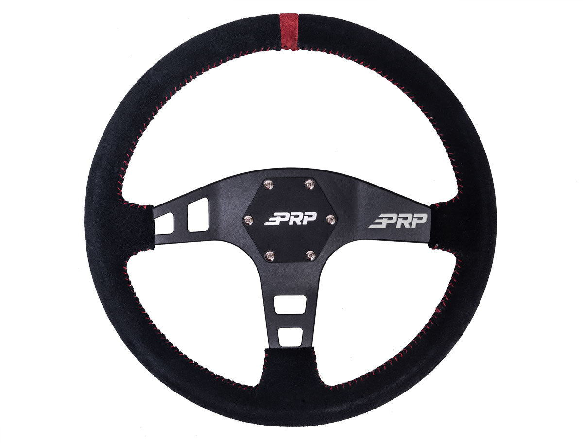 PRP Flat Suede Steering Wheel- Red