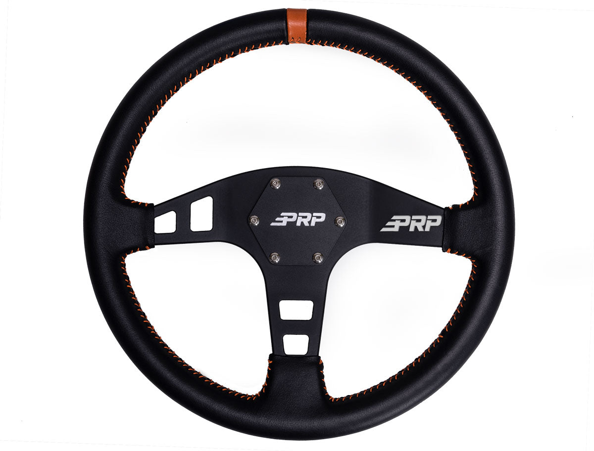 PRP Flat Leather Steering Wheel- Orange