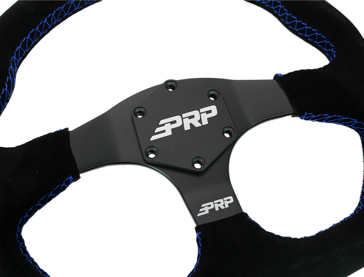 PRP Suede D-Shape Steering Wheel - Blue - 0