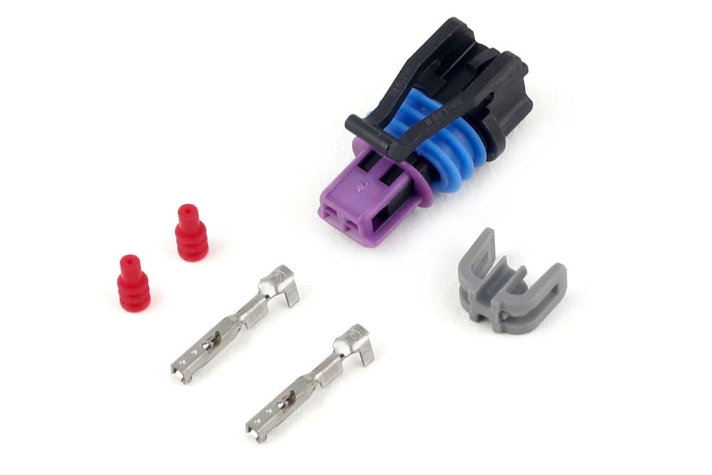 Haltech Delphi 2 Pin GM Style Coolant Temp Connector Black Plug & Pins - 0