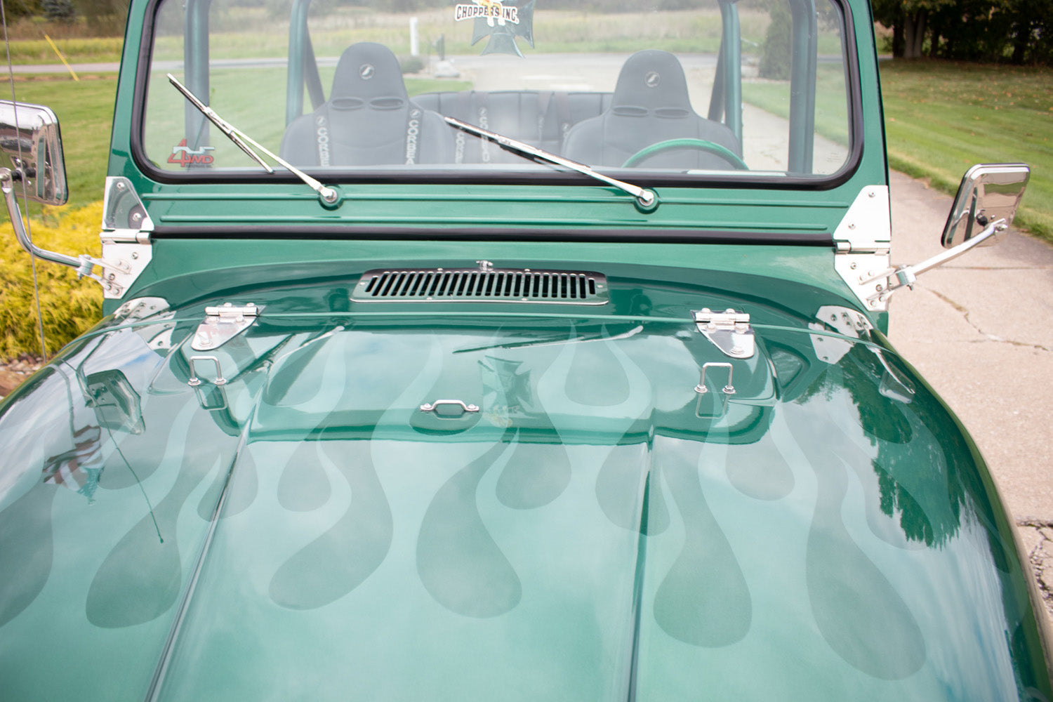 Kentrol 78-95 Jeep CJ/Wrangler YJ Hood Kit - Polished Silver - 0