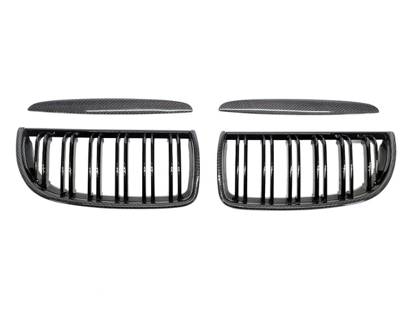 PhaseCarbon Pre-LCI Carbon Fiber Double Slatted Kidney Grills - BMW 3 Series (E90)