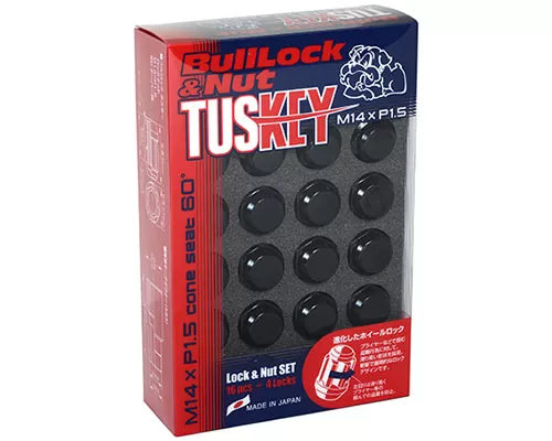 Project Kics 16 LUGS + 4 LOCKS Tuskey Black Bullock And Nut Set - 14X1.50