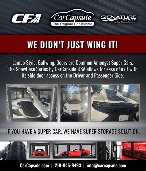 CarCapsule 20' CF1 Series Showcase includes the LED KIT, Intellicharger, Road Emblazoned Floor