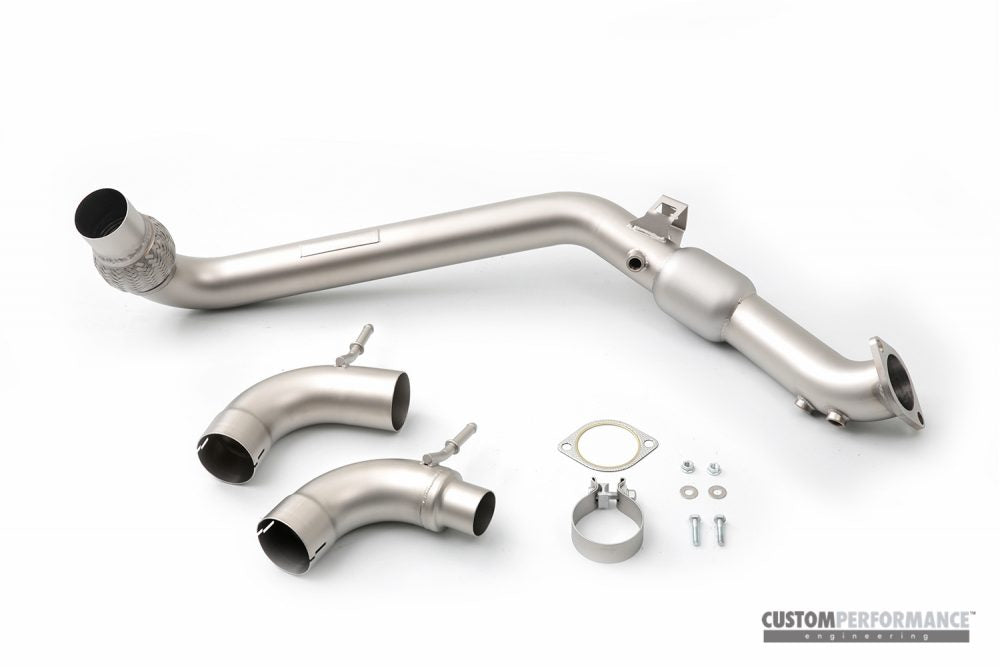 CP-e Ford EcoBoost Mustang '15-. QKspl Downpipe. Stock Flange Back. 2.25 or 3.0