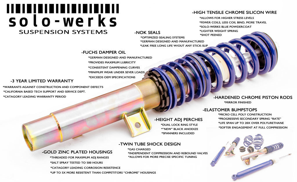 SOLO WERKS S1 COILOVER - AUDI A4 (B6/B7) '01-'08 SEDAN 2WD & QUATTRO