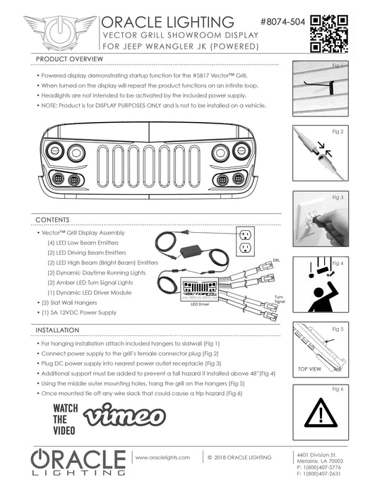 Oracle VECTOR Jeep Wrangler JK Grille Display SEE WARRANTY