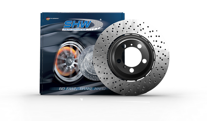 SHW 01-05 BMW 330i 3.0L Left Front Cross-Drilled Lightweight Brake Rotor (34112282871)