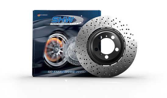 SHW 20-21 Porsche 718 Cayman GT4 4.0L Left Front Drill-Dimp Lightweight Brake Rotor (98135140581)