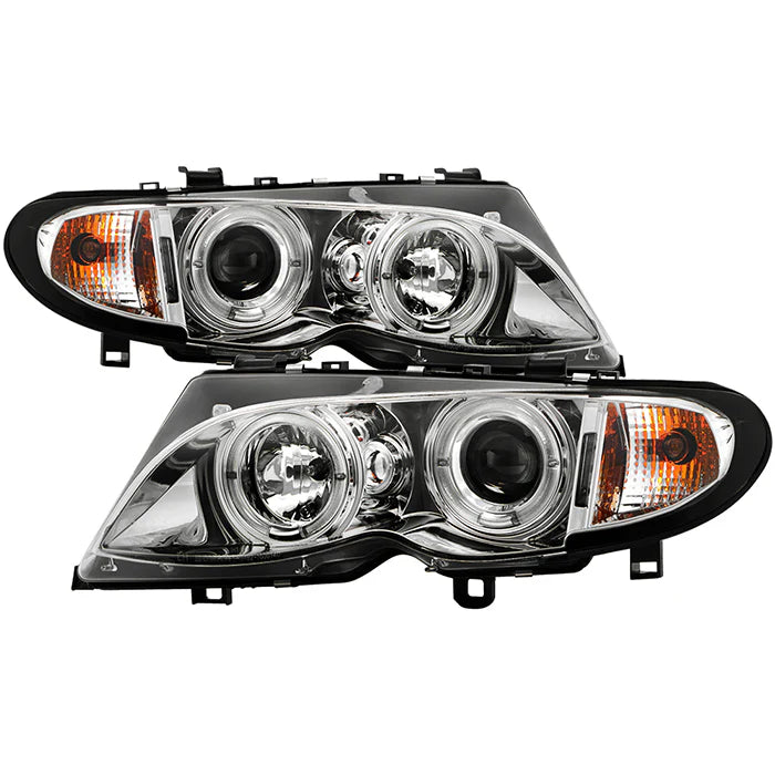 ( Spyder Signature ) BMW E46 3-Series 02-05 4DR Projector Headlights 1PC - LED Halo - Chrome - High H1 (Included) - Low H7 (Included)